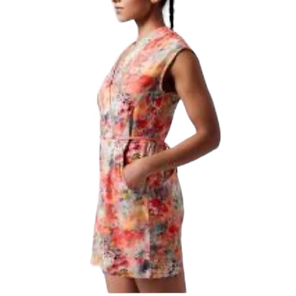 ATHLETA Marlow V-Neck Romper Renewed Bloom Floral Pockets Cap Sleeve sz XXS NWT - Picture 3 of 5
